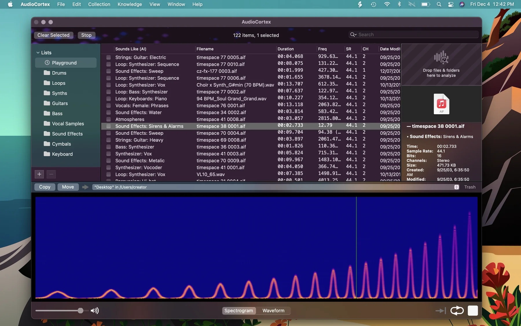 AudioFinder multichannel waveform