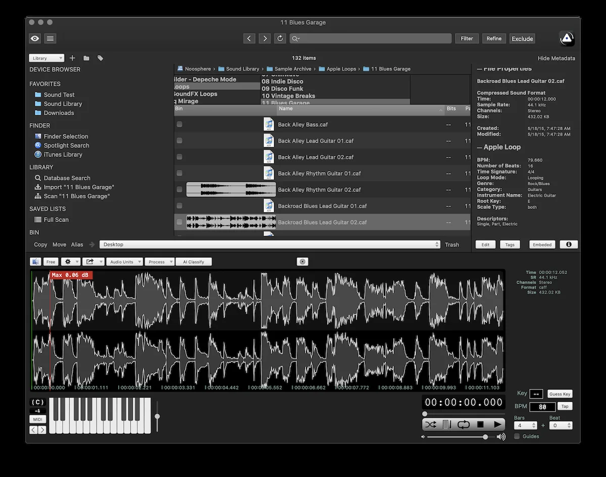 AudioFinder browser view