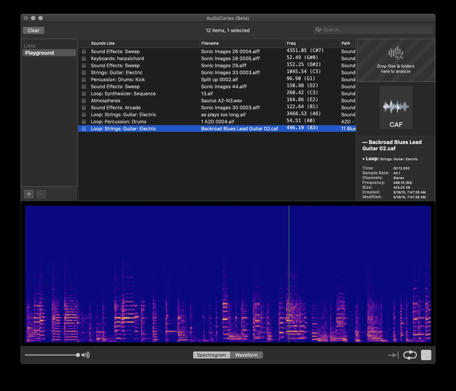 AudioFinder editor window